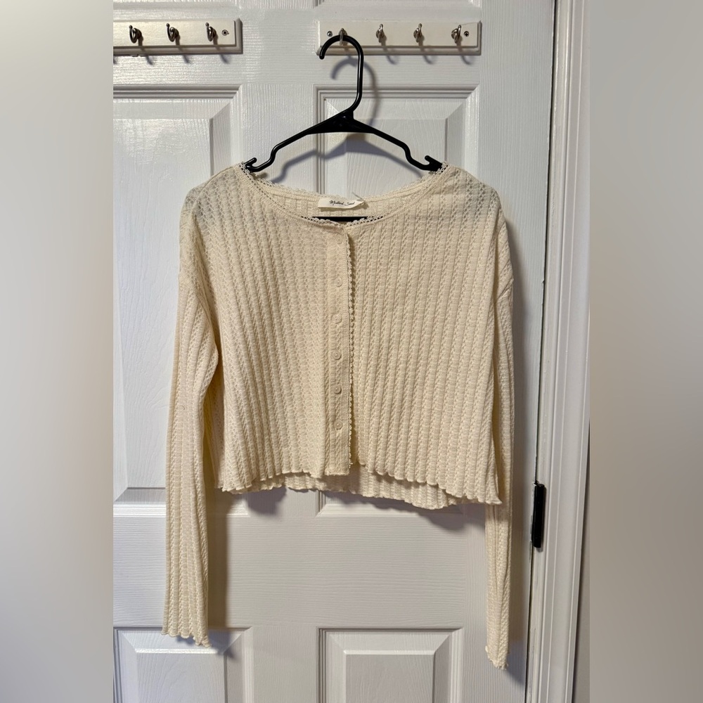 Mustard Seed Cream Textured Knit Top